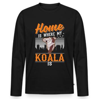 Zuhause ist wo mein Koala ist - Männer Premium Bio Langarmshirt - Schwarz - Vorne - Nico (187cm)