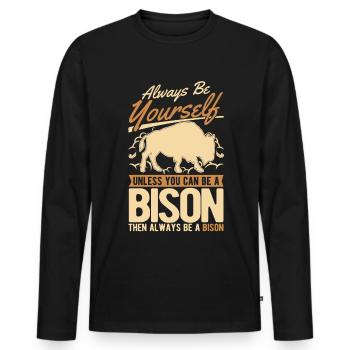 Soyez toujours vous-même Bison Buffle Büffel - T-shirt manches longues Premium bio Homme - noir - Devant - Nico (187cm)