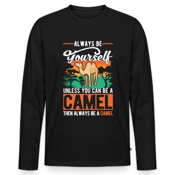 Always be yourself Camel Big Camel Camel - Men's Premium Organic Long Sleeve Shirt - black - Front - Nico (187cm)