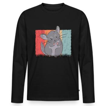 Chinchilla Retro Woolly Mouse Vintage - T-shirt manches longues Premium bio Homme - noir - Devant - Nico (187cm)