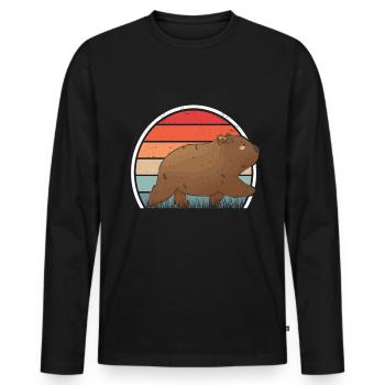 Wombat Retro, Wombat Vintage - Men's Premium Organic Long Sleeve Shirt - black - Front - Nico (187cm)