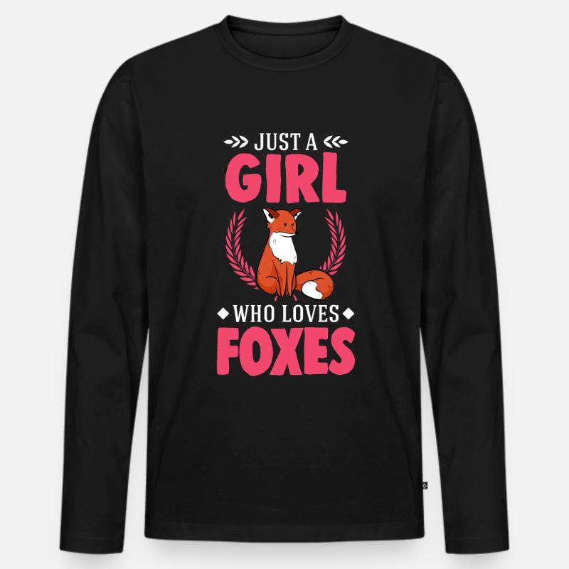 Fuchs Mädchen Geschenk - Männer Premium Bio Langarmshirt - Schwarz