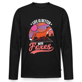 Das Leben ist besser mit einem Fuchs - Männer Premium Bio Langarmshirt - Schwarz - Vorne - Nico (187cm)