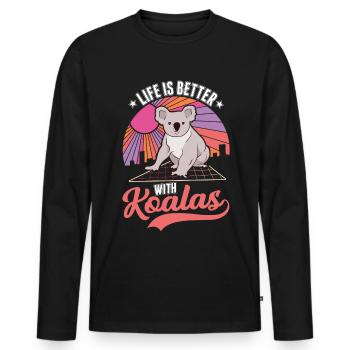 Das Leben ist besser mit einem Koala - Männer Premium Bio Langarmshirt - Schwarz - Vorne - Nico (187cm)