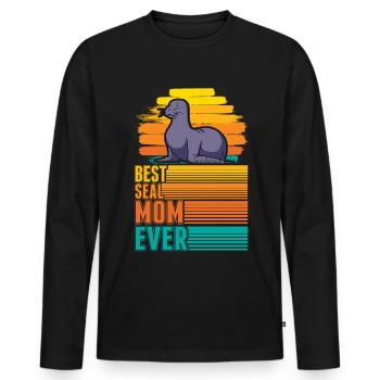 Best Seal Mom Ever Robben Mama Seehund - Men's Premium Organic Long Sleeve Shirt - black - Front - Nico (187cm)