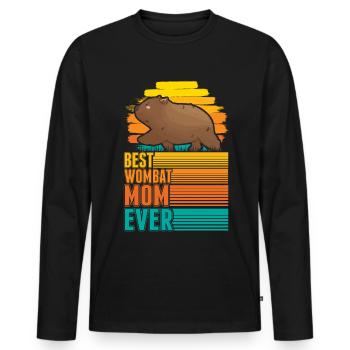 Best Wombat Mom Ever Wombat Mama - Men's Premium Organic Long Sleeve Shirt - black - Front - Nico (187cm)