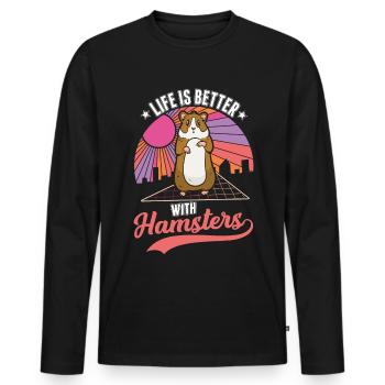 La vie est meilleure avec un hamster - T-shirt manches longues Premium bio Homme - noir - Devant - Nico (187cm)
