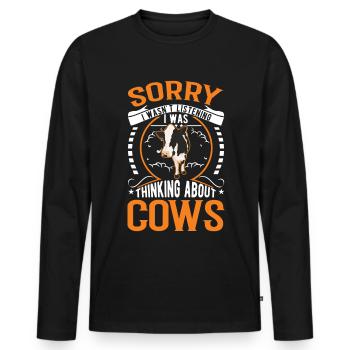Éleveur de vaches Éleveur de bovins Vaches fermiers - T-shirt manches longues Premium bio Homme - noir - Devant - Nico (187cm)