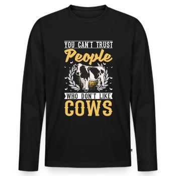 Éleveur de vaches Éleveur de bovins Vaches fermiers - T-shirt manches longues Premium bio Homme - noir - Devant - Nico (187cm)