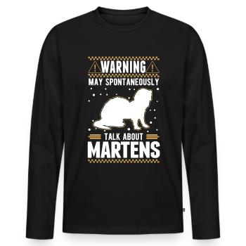 Warning Marder Mink Badger Pine Marten - Men's Premium Organic Long Sleeve Shirt - black - Front - Nico (187cm)