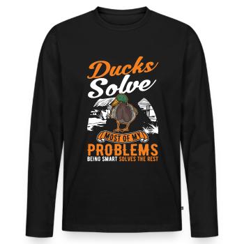 Duck Gift Duck Duck Breeder - Men's Premium Organic Long Sleeve Shirt - black - Front - Nico (187cm)