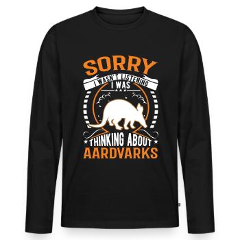 Aardvark Cadeau Aardvark - T-shirt manches longues Premium bio Homme - noir - Devant - Nico (187cm)