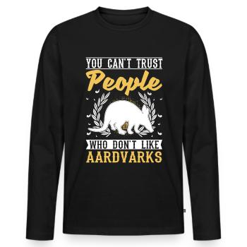 Aardvark Cadeau Aardvark - T-shirt manches longues Premium bio Homme - noir - Devant - Nico (187cm)
