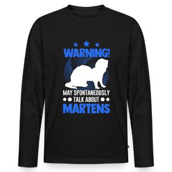 Warning Marder Mink Badger Pine Marten - Men's Premium Organic Long Sleeve Shirt - black - Front - Nico (187cm)