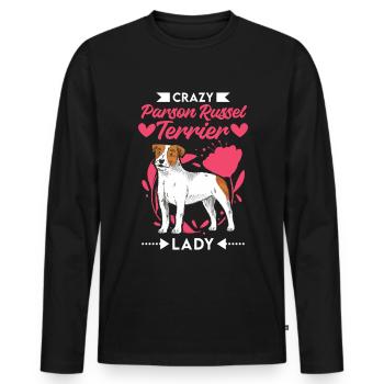 Crazy Parson Russel Terrier lady - Men's Premium Organic Long Sleeve Shirt - black - Front - Nico (187cm)