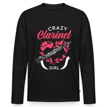 Clarinet Girl Klarinetten Mädchen Klarinettist - Männer Premium Bio Langarmshirt - Schwarz - Vorne - Nico (187cm)
