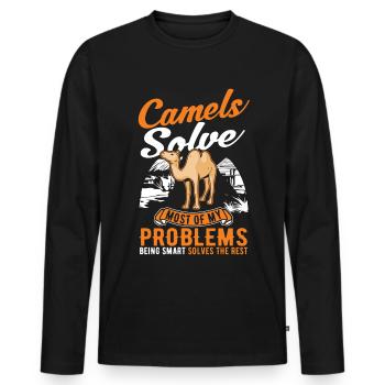 Kamel Dromedar Ägypten Geschenk Großkamel - Männer Premium Bio Langarmshirt - Schwarz - Vorne - Nico (187cm)