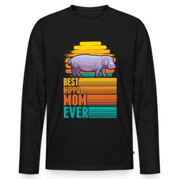 Meilleure maman hippopotame jamais hippopotame hippopotame - T-shirt manches longues Premium bio Homme - noir - Devant - Nico (187cm)