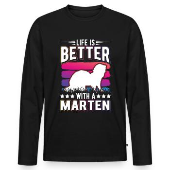 Life is better with marten mink pine marten - Men's Premium Organic Long Sleeve Shirt - black - Front - Nico (187cm)