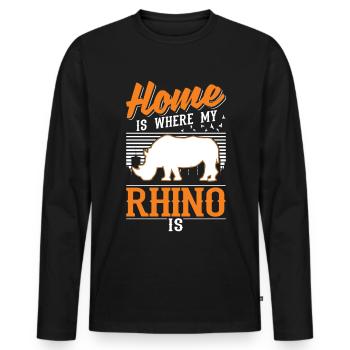 Zuhause ist wo mein Nashorn ist Rhino - Männer Premium Bio Langarmshirt - Schwarz - Vorne - Nico (187cm)