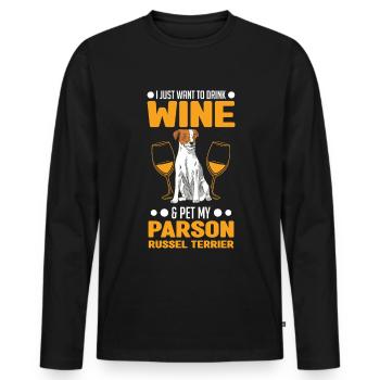 Parson Russell Terrier and Wine - Men's Premium Organic Long Sleeve Shirt - black - Front - Nico (187cm)