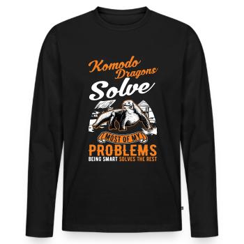 Dragon de Komodo Moniteur de dragon de Komodo Dragon de Komodo Dragon de Komodo - T-shirt manches longues Premium bio Homme - noir - Devant - Nico (187cm)