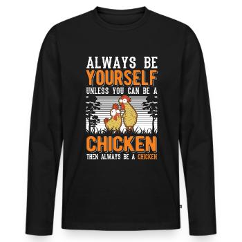 Chickens Chicken Farming Chicken Farmer - Men's Premium Organic Long Sleeve Shirt - black - Front - Nico (187cm)