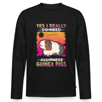 Cochon d’Inde Cadeau Cochon d’Inde - T-shirt manches longues Premium bio Homme - noir - Devant - Nico (187cm)