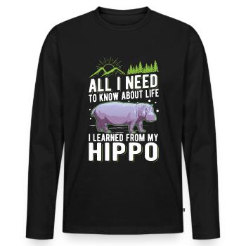Hippo Cadeau Hippo Hippo Hippo - T-shirt manches longues Premium bio Homme - noir - Devant - Nico (187cm)
