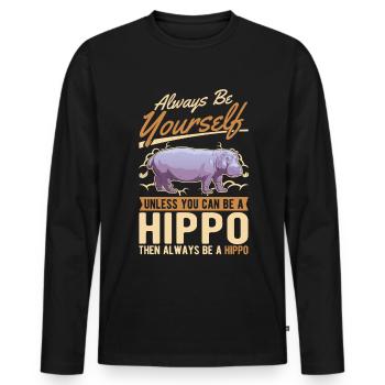 Soyez toujours vous-même hippopotame hippopotame hippopotame - T-shirt manches longues Premium bio Homme - noir - Devant - Nico (187cm)
