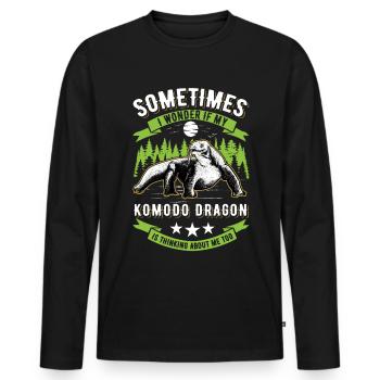 Dragon de Komodo Moniteur de dragon de Komodo Dragon de Komodo Dragon de Komodo - T-shirt manches longues Premium bio Homme - noir - Devant - Nico (187cm)
