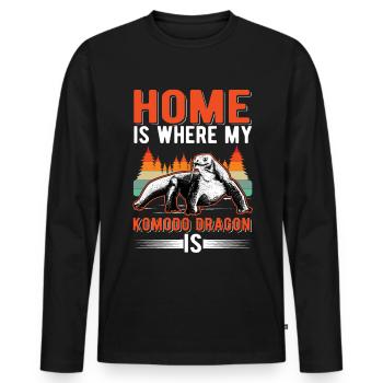 La maison est l’endroit où mon dragon de Komodo est un varan - T-shirt manches longues Premium bio Homme - noir - Devant - Nico (187cm)