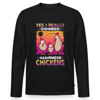 Poulets Élevage de poulets Éleveur de poulet - T-shirt manches longues Premium bio Homme - noir - Devant - Nico (187cm)