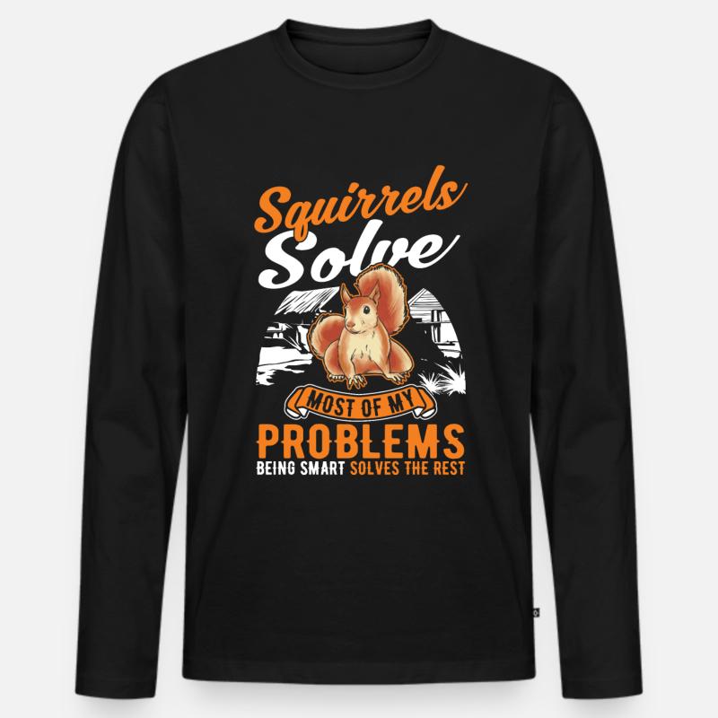 Squirrel Gift Grey Squirrel - Men's Premium Organic Long Sleeve Shirt - black