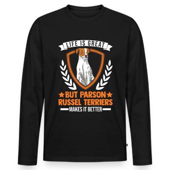 Parson Russell Terrier Gift - Men's Premium Organic Long Sleeve Shirt - black - Front - Nico (187cm)