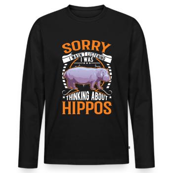 Hippo Cadeau Hippo Hippo Hippo - T-shirt manches longues Premium bio Homme - noir - Devant - Nico (187cm)