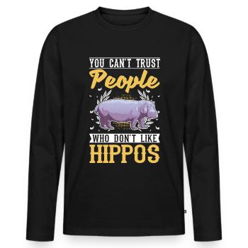 Amateur d’hippopotames Hippo Hippo - T-shirt manches longues Premium bio Homme - noir - Devant - Nico (187cm)
