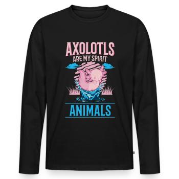 Axolotl Spirit Animal Tailed Amphibian - T-shirt manches longues Premium bio Homme - noir - Devant - Nico (187cm)