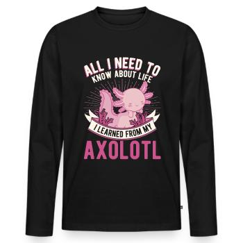 Axolotl Cadeau Amphibien à queue - T-shirt manches longues Premium bio Homme - noir - Devant - Nico (187cm)
