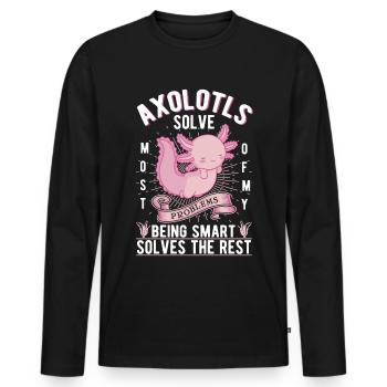 Axolotl Cadeau Amphibien à queue - T-shirt manches longues Premium bio Homme - noir - Devant - Nico (187cm)