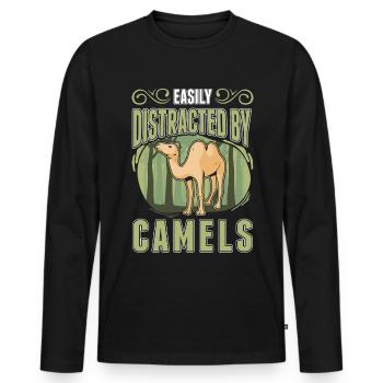 Easily distracted by Camels Big Camel Camel - Men's Premium Organic Long Sleeve Shirt - black - Front - Nico (187cm)