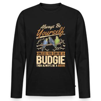 Toujours être toi-même Perruche perruche - T-shirt manches longues Premium bio Homme - noir - Devant - Nico (187cm)