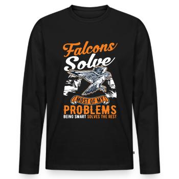 Falke Falkner Kestrel Falconry Falkner - Men's Premium Organic Long Sleeve Shirt - black - Front - Nico (187cm)