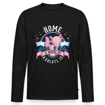 La maison est l’endroit où mon axolotl est la salamandre à queue - T-shirt manches longues Premium bio Homme - noir - Devant - Nico (187cm)