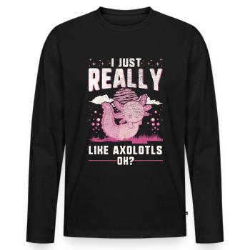 J’aime beaucoup la salamandre à queue d’Axolotl - T-shirt manches longues Premium bio Homme - noir - Devant - Nico (187cm)