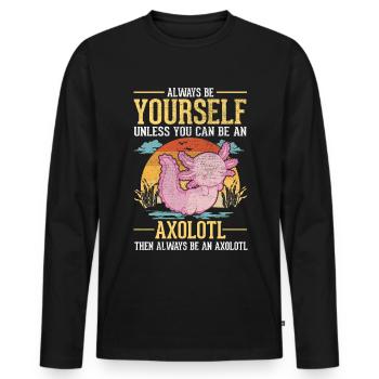 Soyez toujours vous-même Salamandre à queue d’Axolotl - T-shirt manches longues Premium bio Homme - noir - Devant - Nico (187cm)