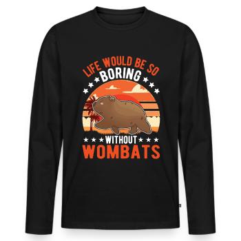 Australischer Wombat - Männer Premium Bio Langarmshirt - Schwarz - Vorne - Nico (187cm)