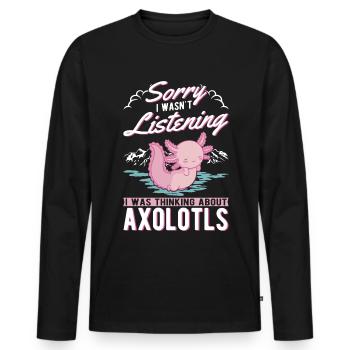 Axolotl Geschenk Schwanzlurch Axolotl - Männer Premium Bio Langarmshirt - Schwarz - Vorne - Nico (187cm)