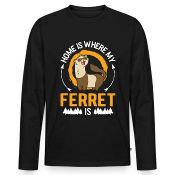 Home is where my ferret is - Men's Premium Organic Long Sleeve Shirt - black - Front - Nico (187cm)