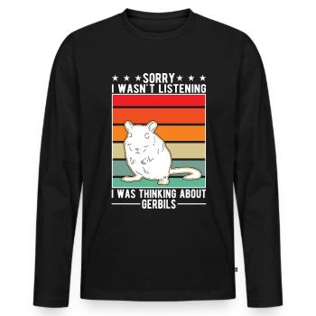 Gerbille Cadeau Rat de course mongol Gerbille - T-shirt manches longues Premium bio Homme - noir - Devant - Nico (187cm)